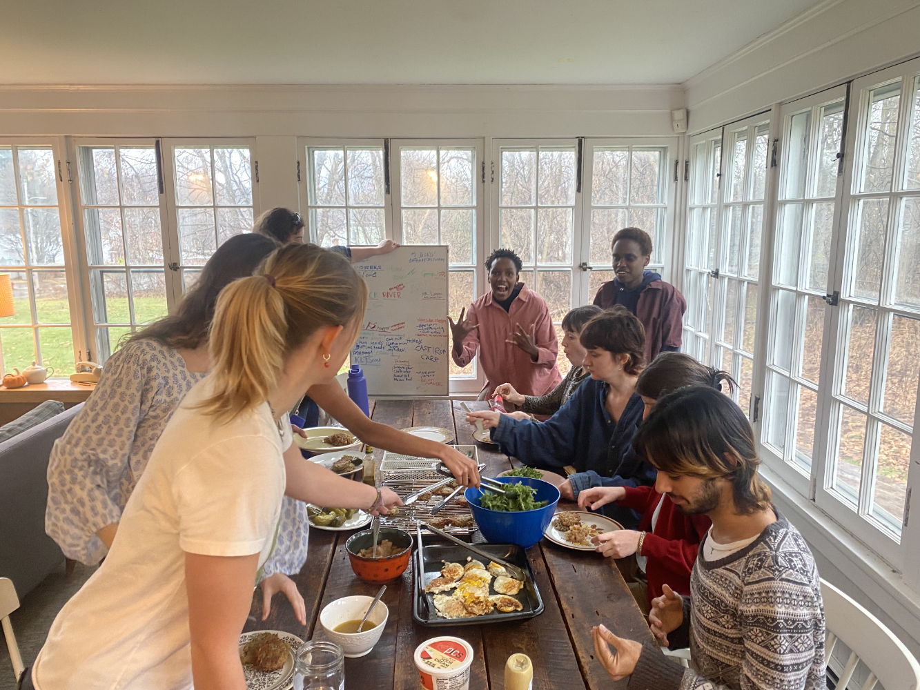 Weekly meeting at my housing cooperative shared over a delicious breakfast cooked by my friend Sadie and I